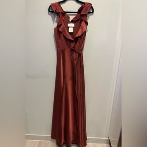 BHLDN Tansy Satin Charmeuse Maxi Dress in Cinnamon Size 8